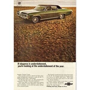 Chevrolet Impala Custom Coupe "Putting You First, keeps us 1st"Vtg Print Ad 1969